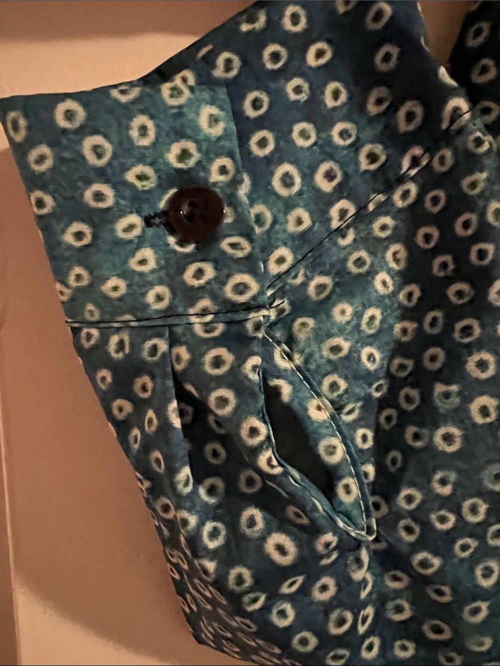 Artistic Illustrated Blue Patterned Button-Up Top - Picture 2 of 5